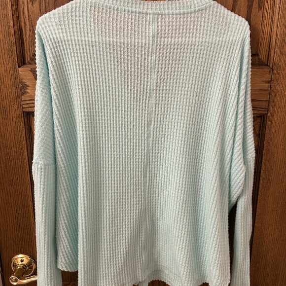Urban Outfitters Out From Under Jojo Oversized Blue Thermal Button Up Top Medium - Picture 8 of 8